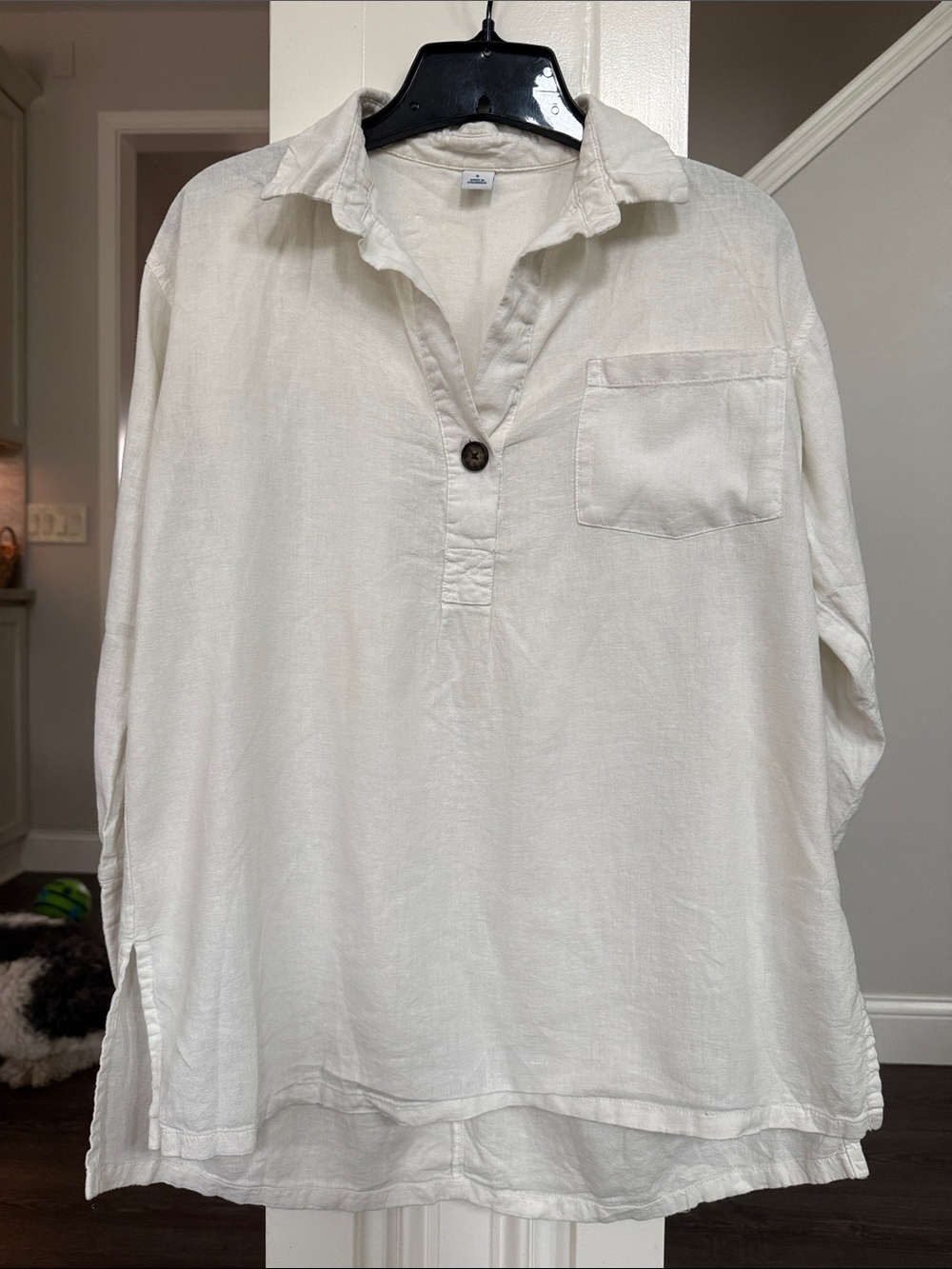 Old Navy Off White Linen end V Neck Tunic Top Small - Picture 2 of 8